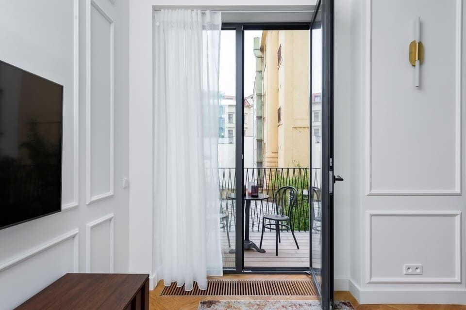 The balcony accessible from the living room