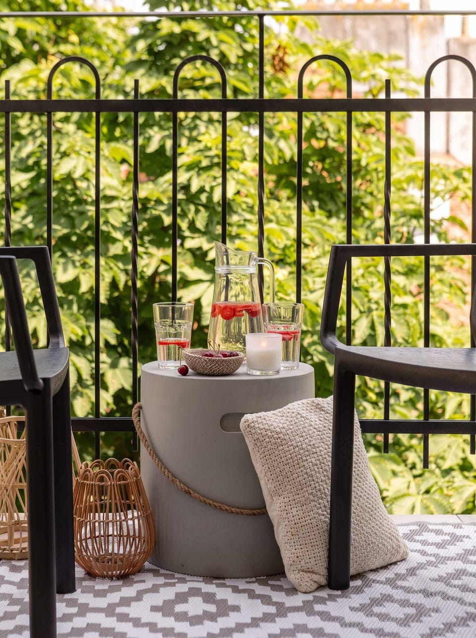 The private balcony with outdoor seating to enjoy sunny days