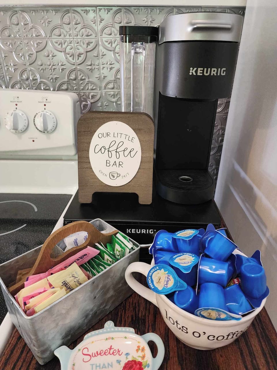 A variety of coffees and teas to enjoy