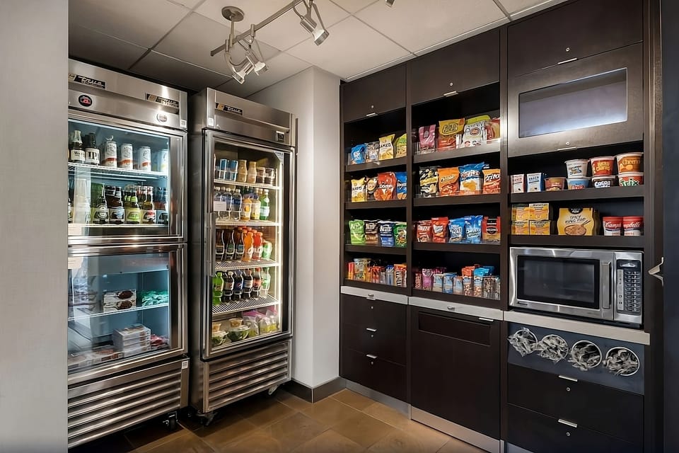 Grab snacks and drinks anytime from the convenient on-site market.