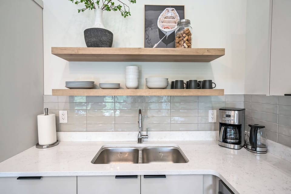 Great room with kitchen, living, dining
