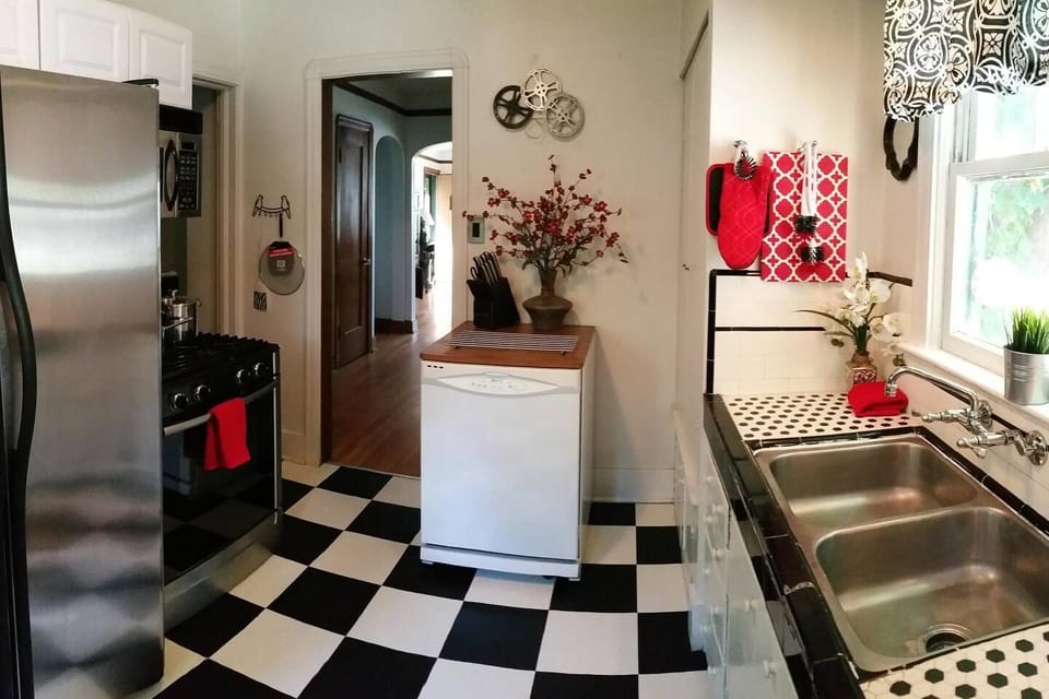 Fully Equipped kitchen includes Cookware & Bakeware + Dishes and Silverware. Microwave, wide mouth toaster and coffee machine just brought in for your convenience as well.
