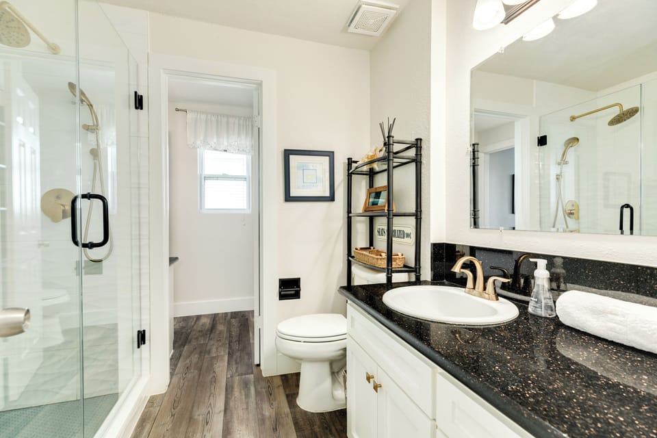 Main level bathroom with walk-in shower