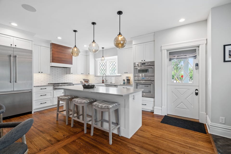 Bar seating in the kitchen