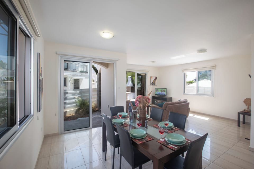 Dining area with patio doors