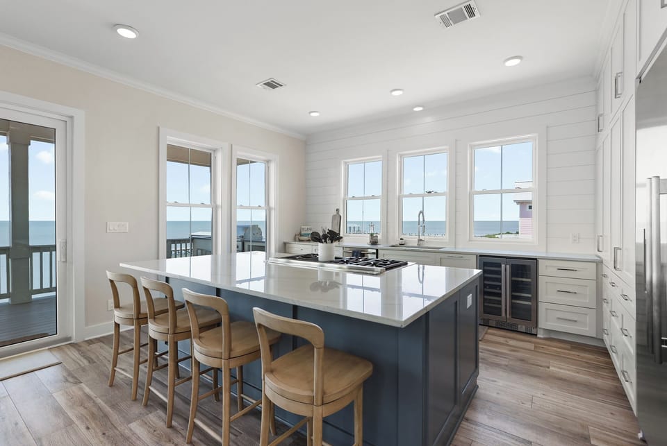 Plenty of counter space and bar seating.