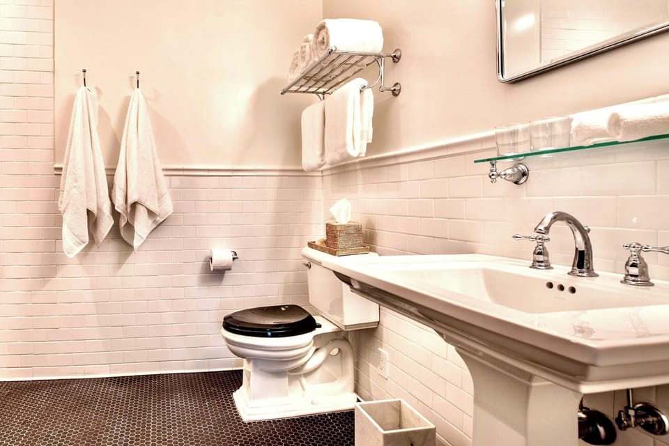 The adjacent bathroom
