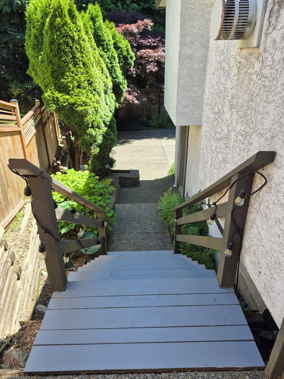 Stairs down to the suite