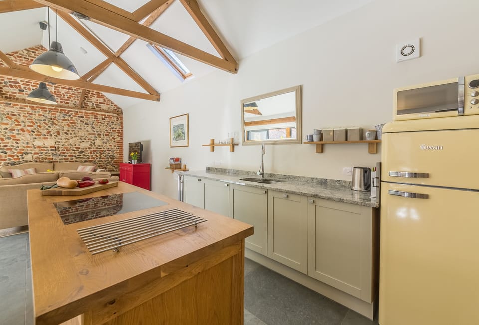 The well-equipped kitchen area