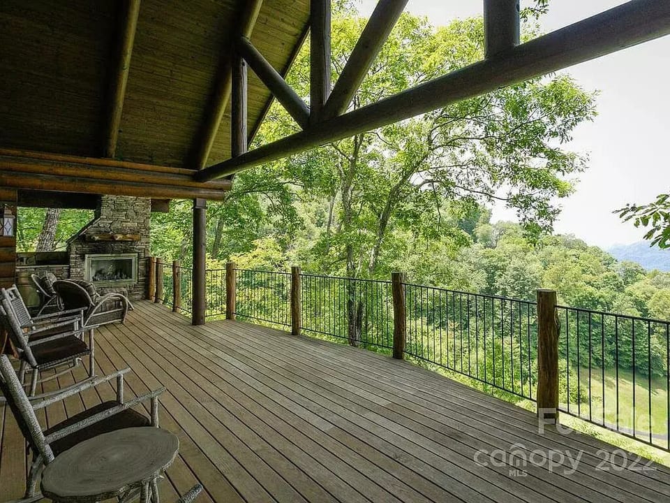 Main level deck with fireplace