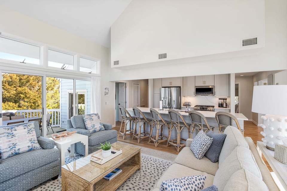 Open floor plan with access to front and back porches