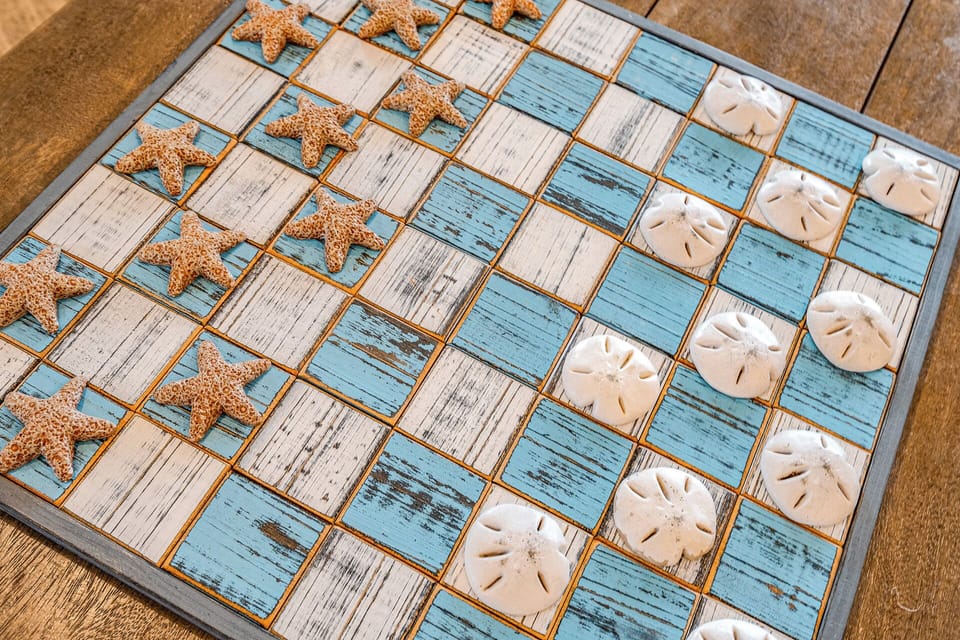 Beach themed checkers board
