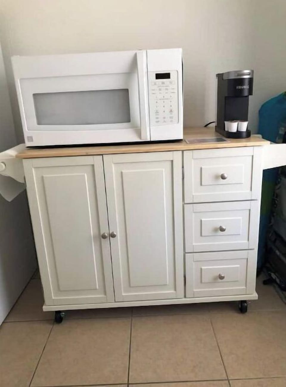 Microwave and coffee station