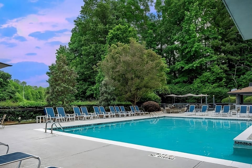 Soak up sunshine by the sparkling pool with loungers.