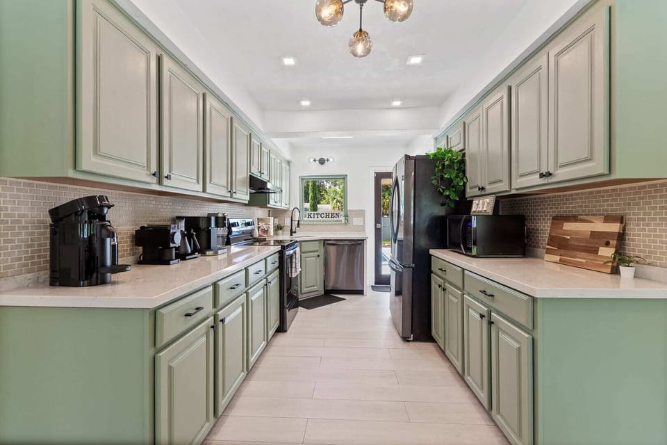 Newly designed and fully stocked kitchen.