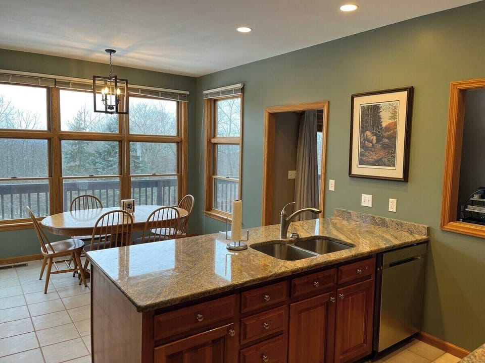 Right off the main family room so you stay connected even if you're on cooking duty.  