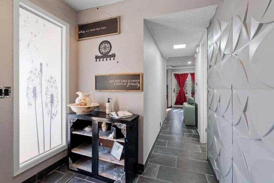 Front entry table to handle your keys and information for sites in town. 