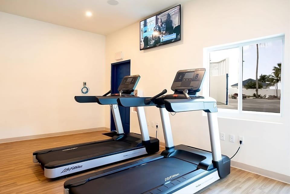 Run with a view and stream workouts on the TVs.