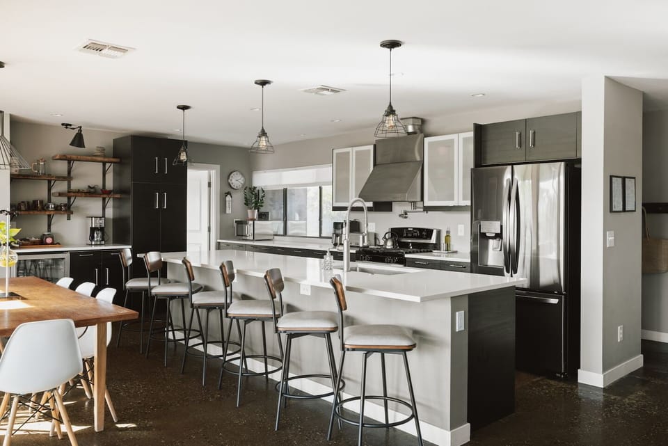 Fully-stocked kitchen has every thing you need to prepare family or group meals.