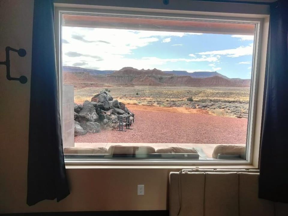 View out the bedroom from your bed