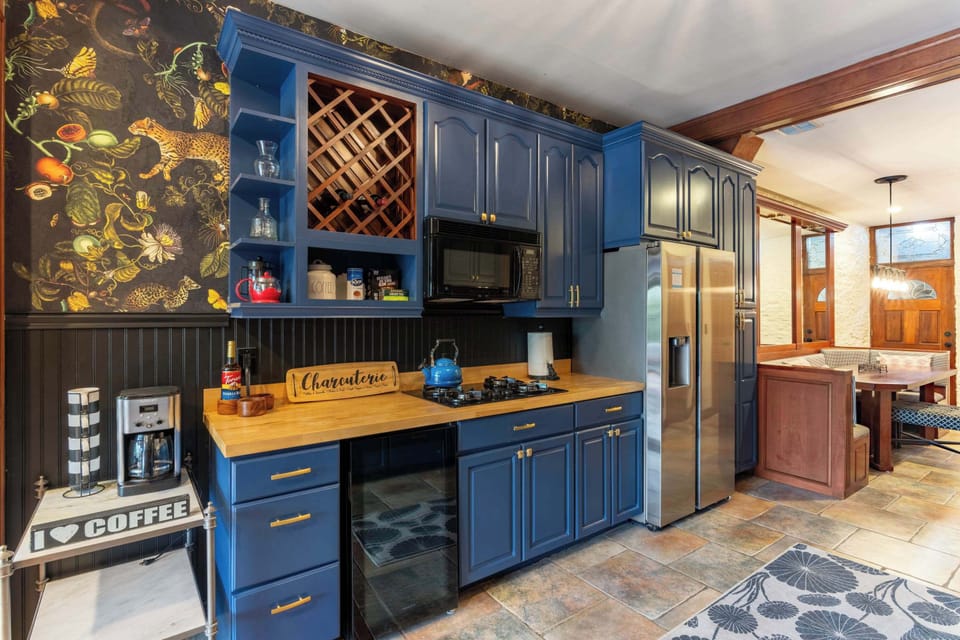 Modern kitchen with blue accents