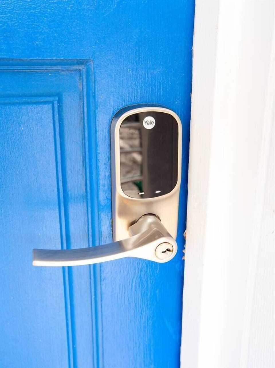 Check in using the Yale smart lock with a pin code specific to you
