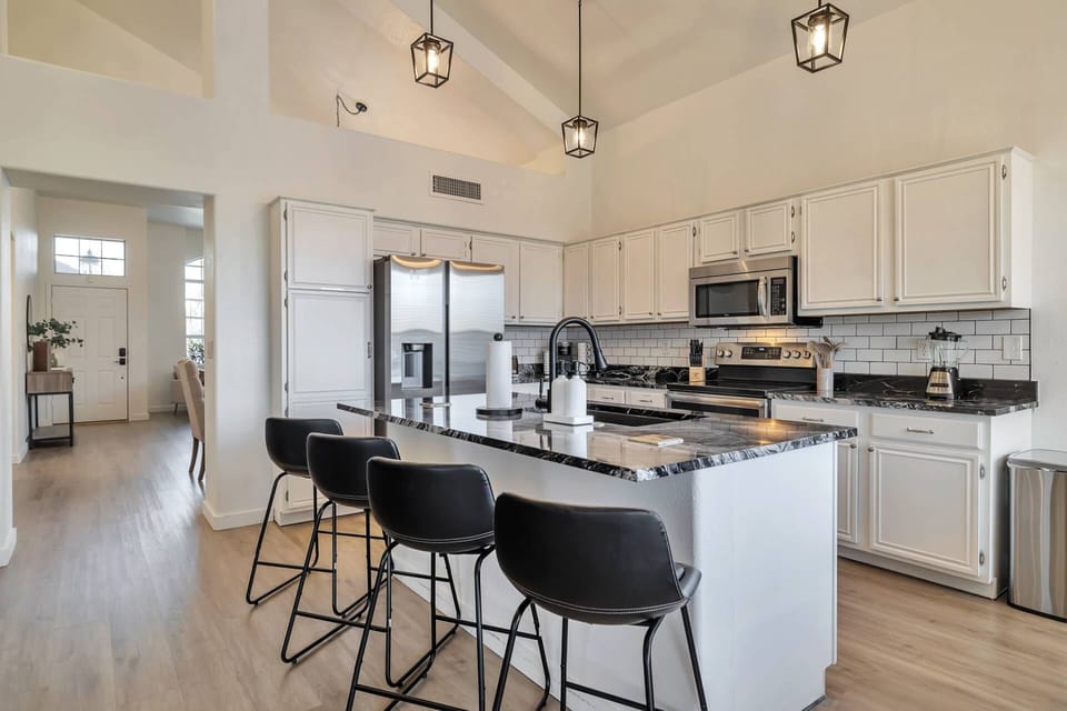 Kitchen table seating for 6 plus 4 barstools