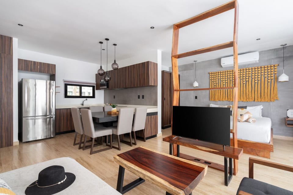 Comfy lounge w/ Smart TV & stylish furnishings