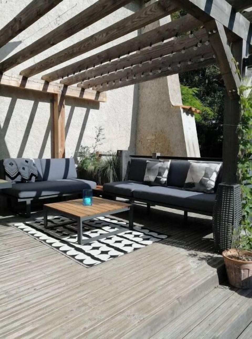 Comfy seating area on the decking