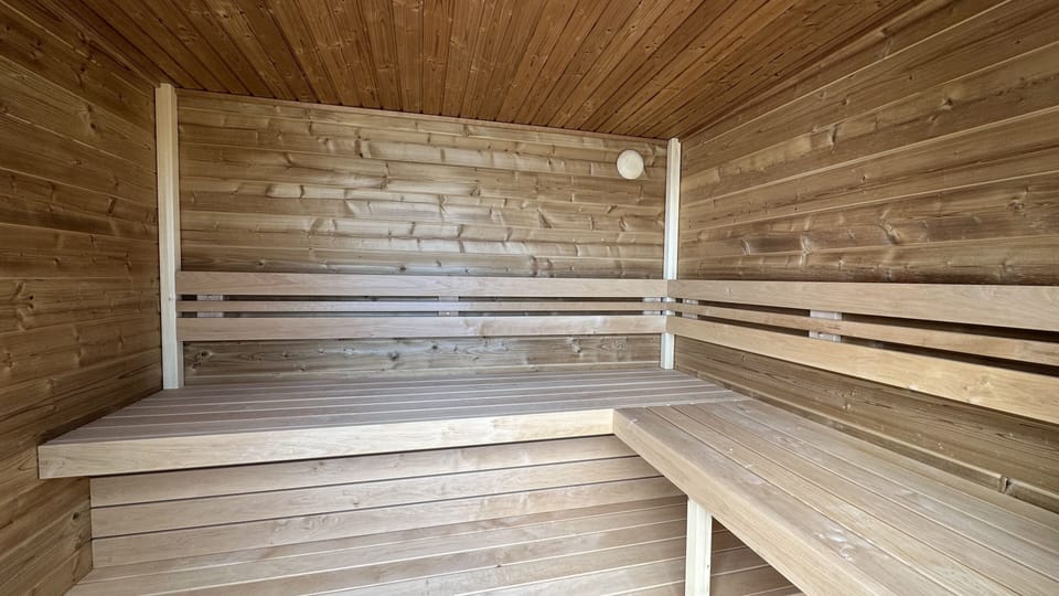 Our sauna comfortably accommodates six people - a relaxing experience for all.