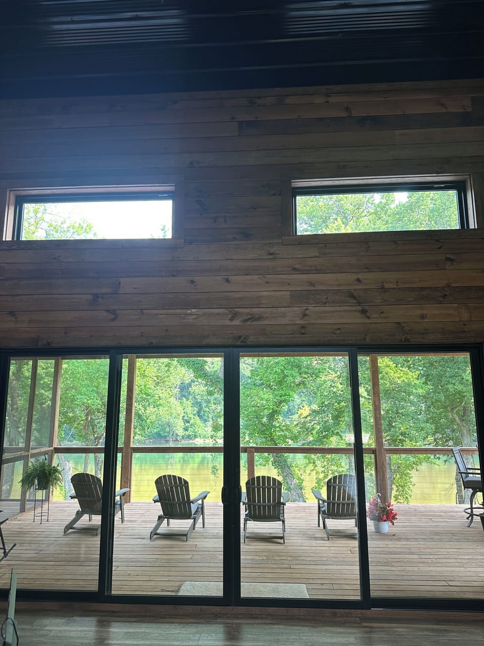 Patio doors right onto the covered back deck 