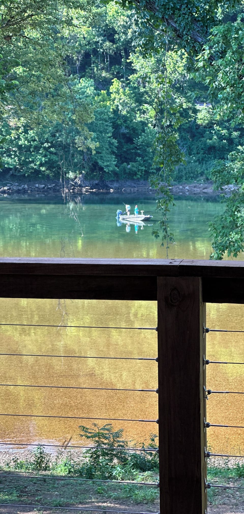 From shallow side for easy access to the deeper channel…great fishing! 