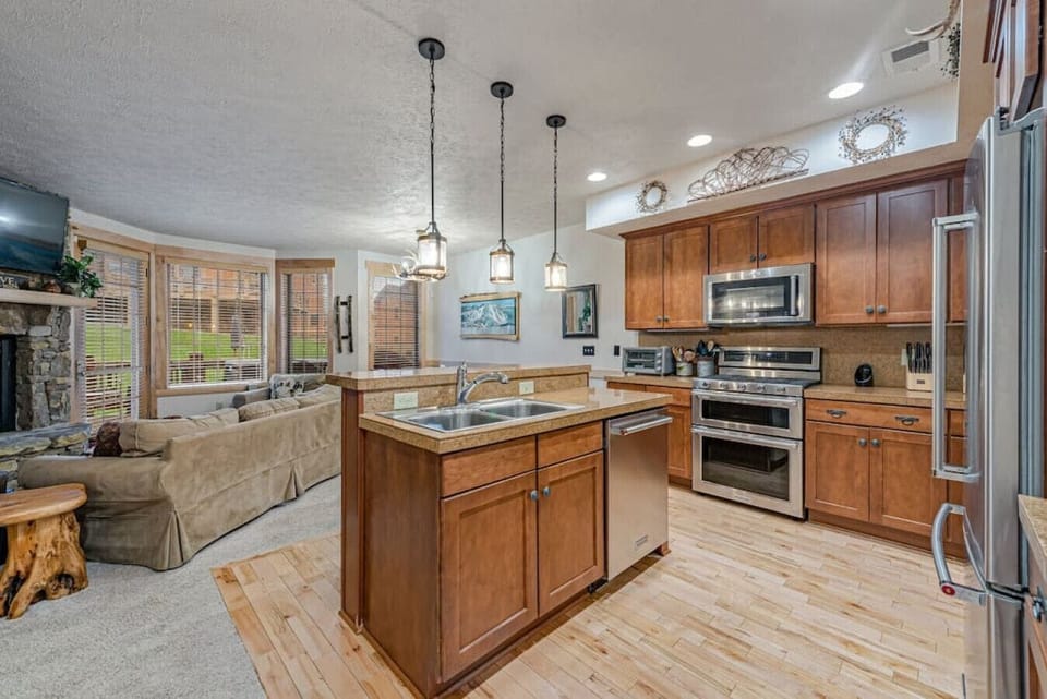 Discover culinary delights in our well-equipped kitchen at 446 Southwinds.