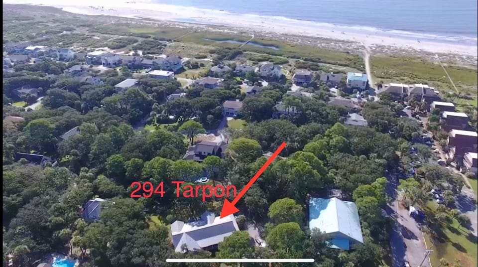Aerial View showing the short walk to "Downtown Fripp" & Fripp's Pristine Beach