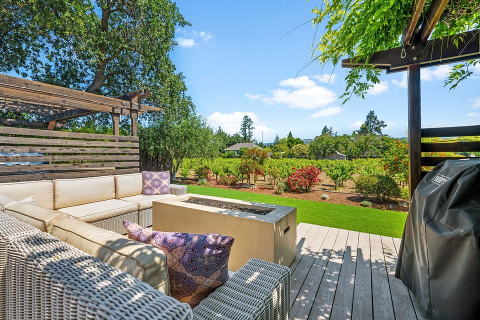 Large sectional with fire pit & Gas BBQ