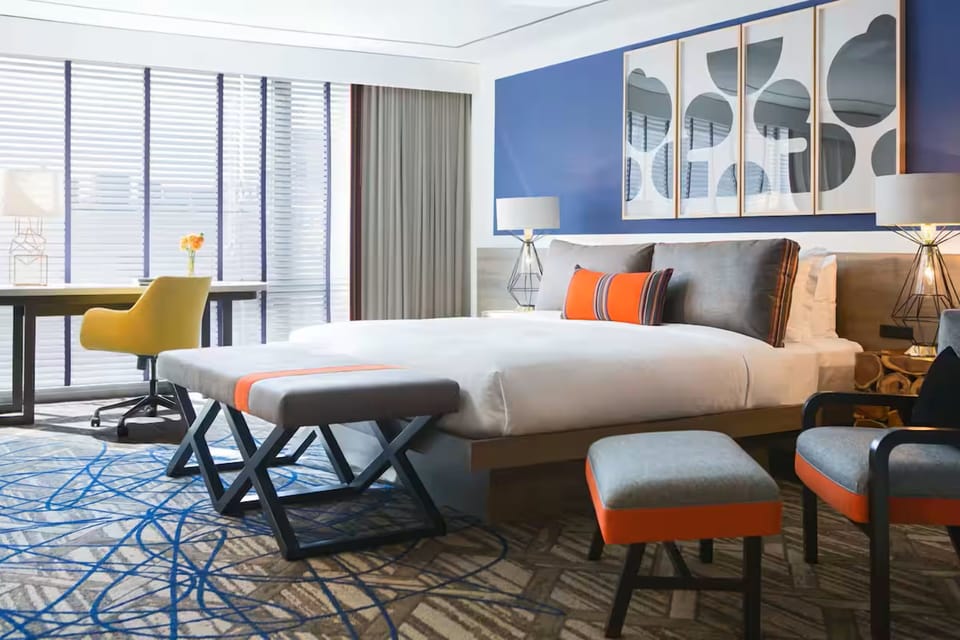 Sink into plush bedding and enjoy a serene, stylish retreat.