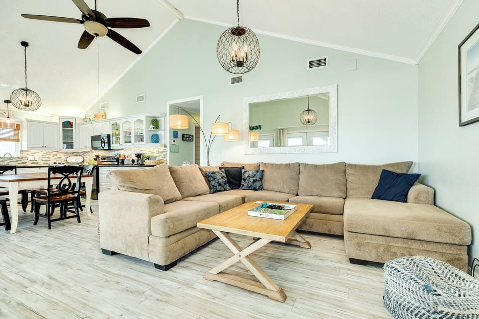 Hang out with the group on the large sectional couch