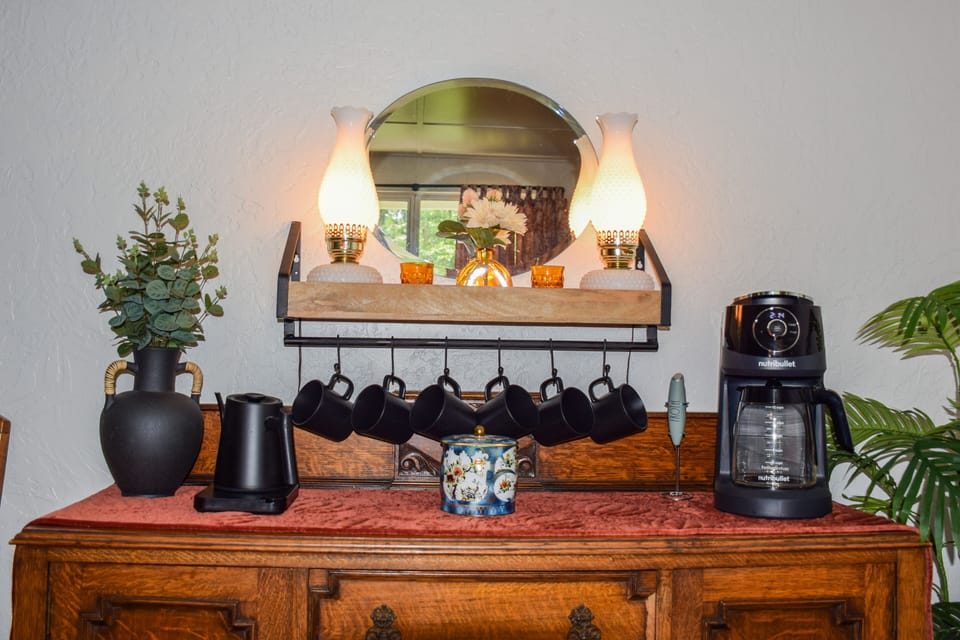 coffee and tea buffet with fully stocked coffee and tea