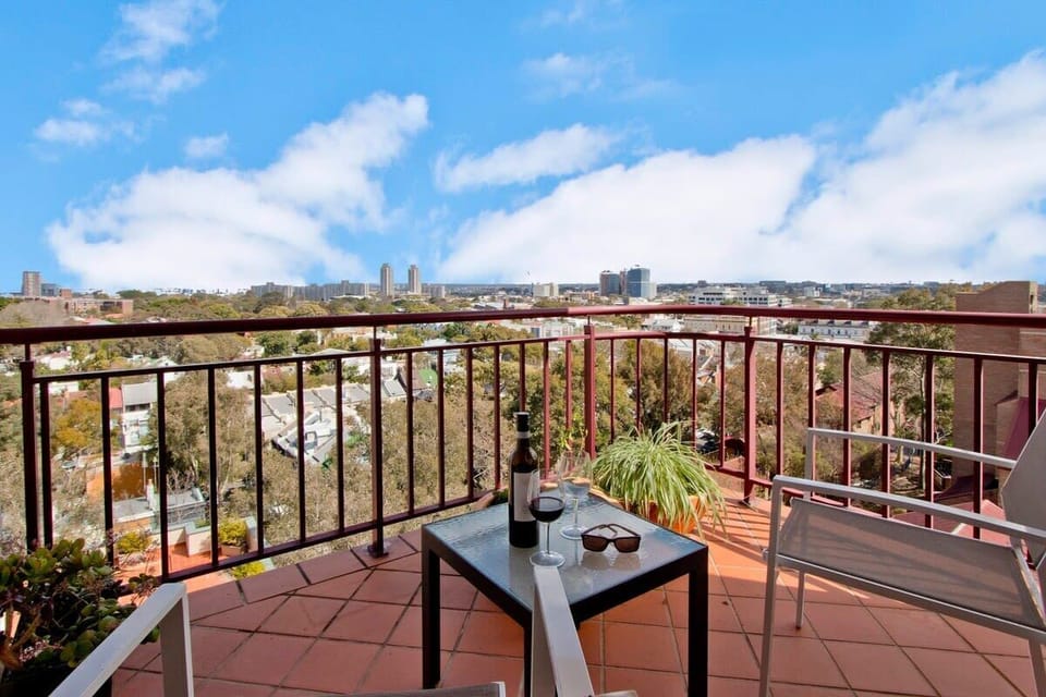 Relaxing balcony with vast Sydney views