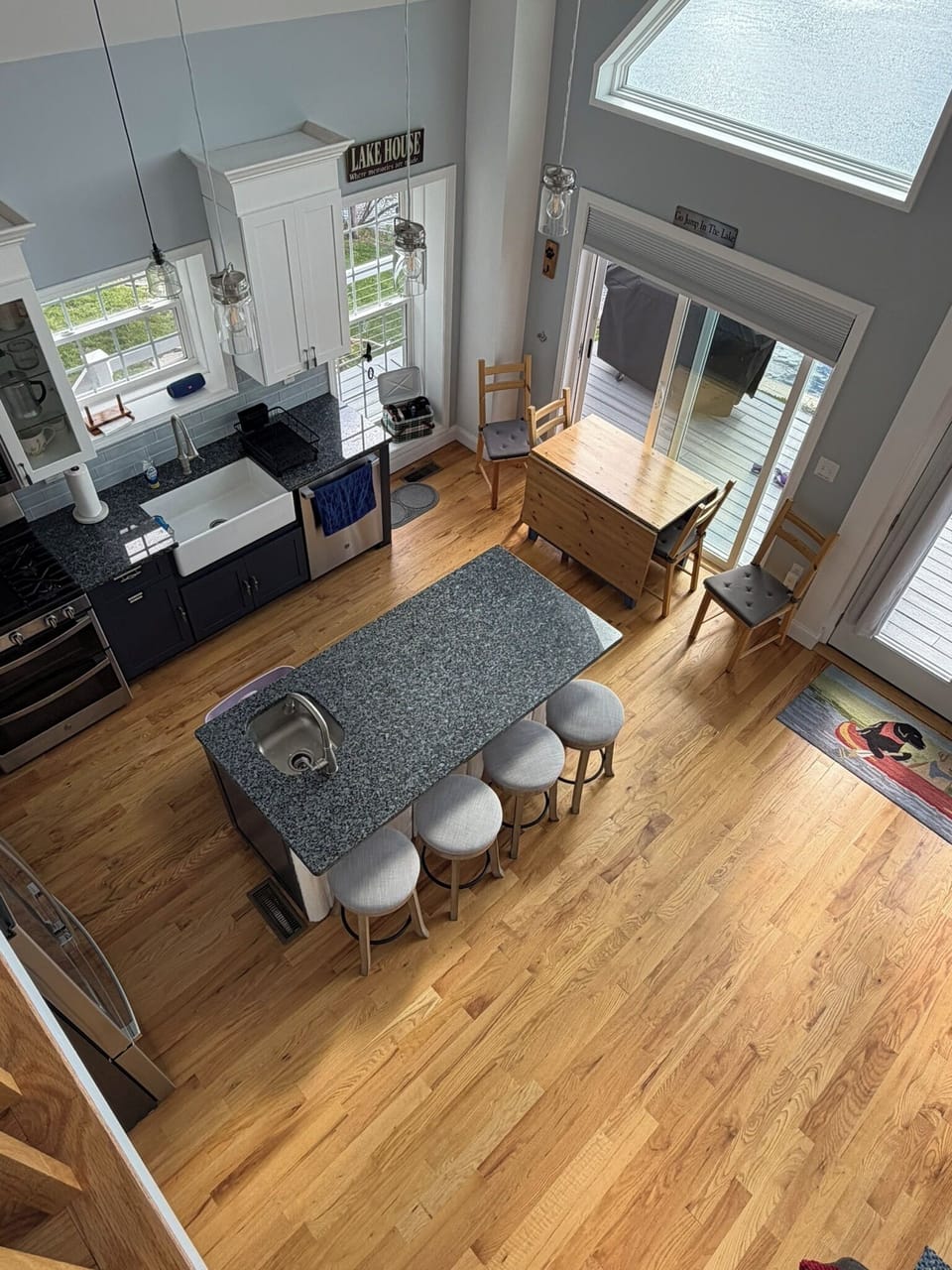Granite countertops and bar. 
