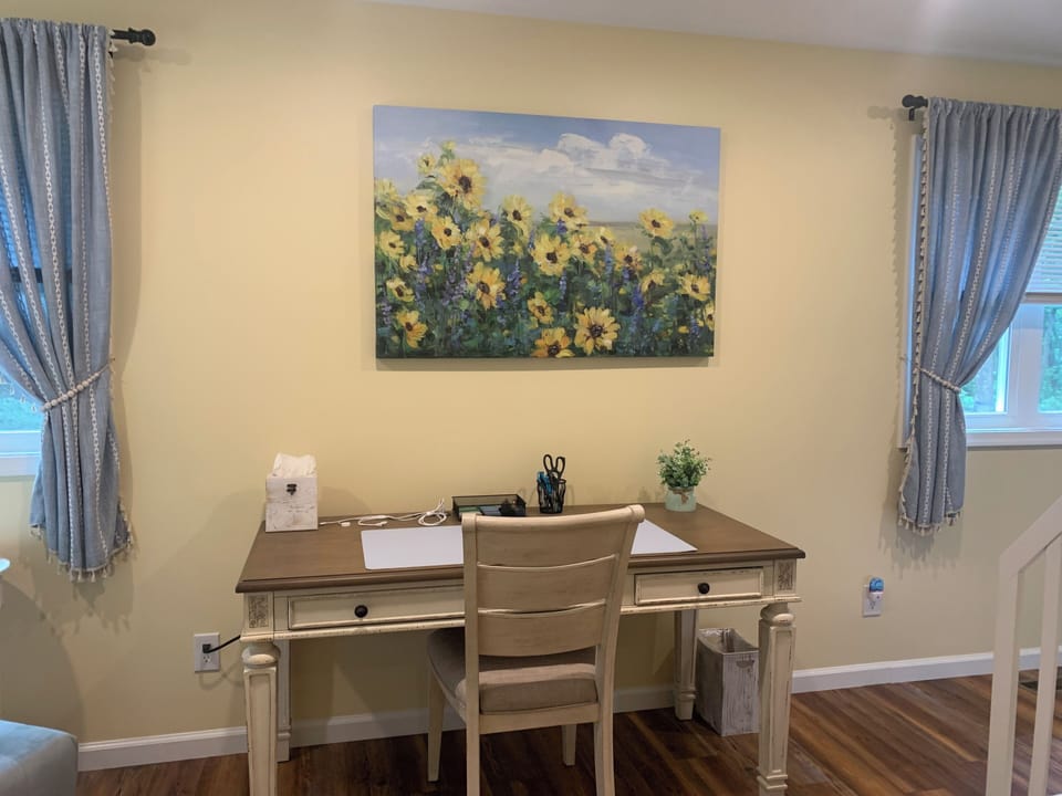 Dedicated workspace for remote workers or catching up on your email. USB ports.