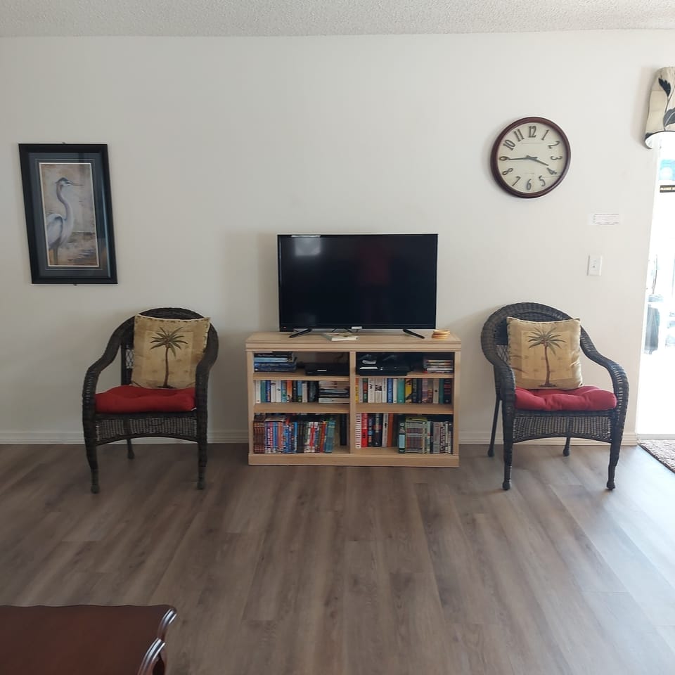 Books, DVD Player & movies, PS3 with games, TV with Roku service