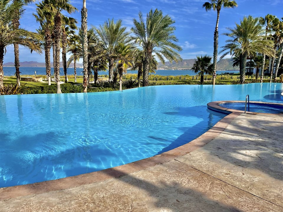 Infinity pool, swim ip bar area and Restaurant. 