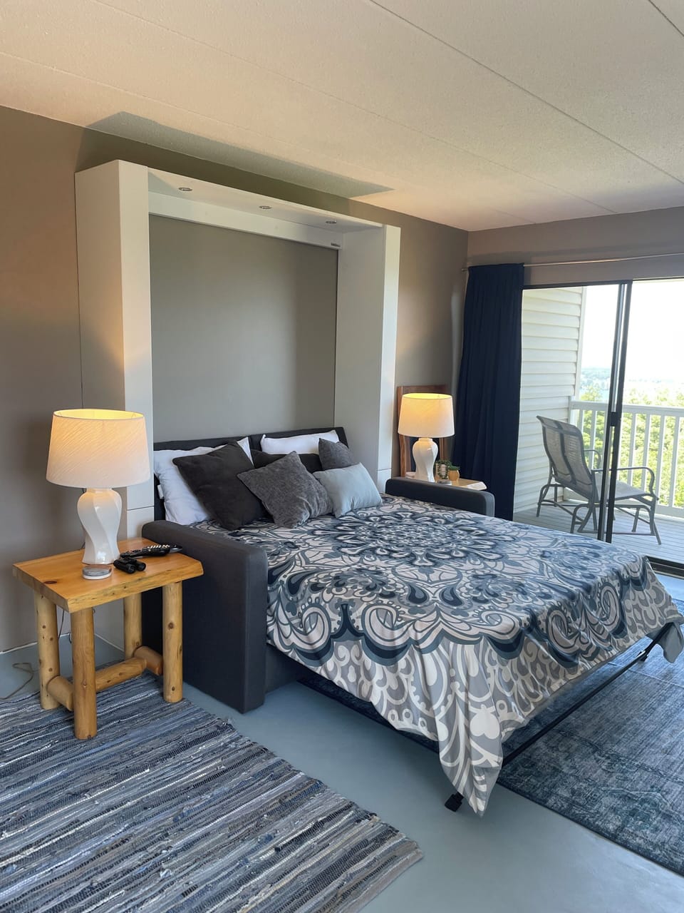 Queen Murphy bed, opened

