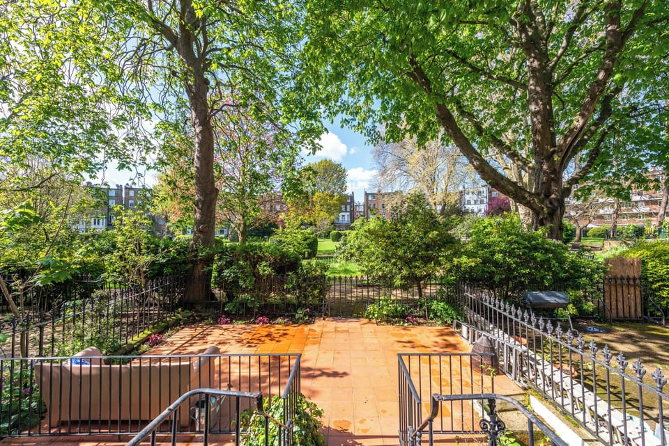The private terrace leading to the main garden