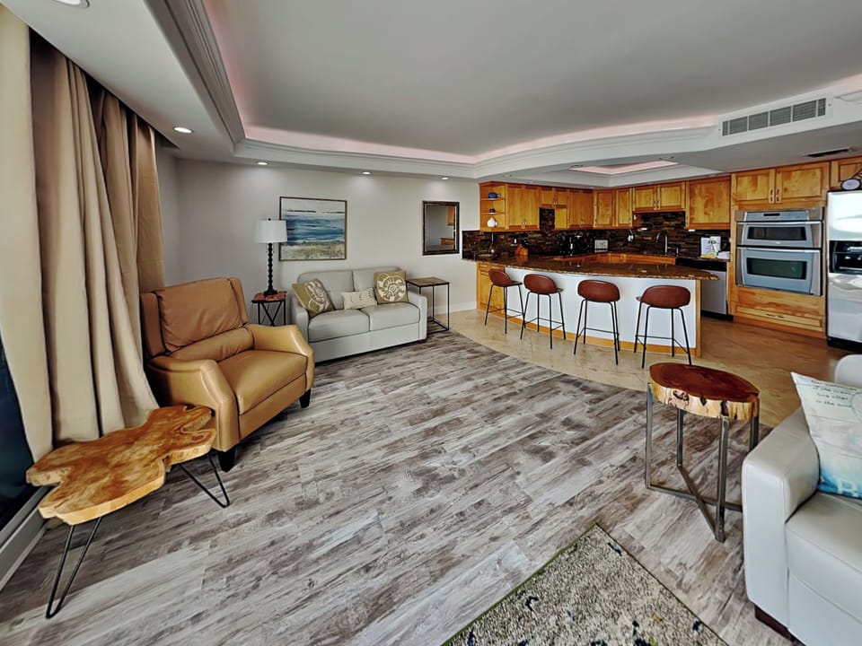 Living Room - Balcony Access, Ocean Views + TV