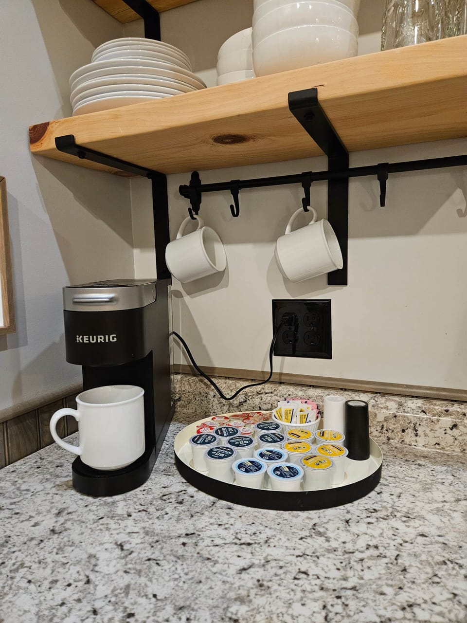 Coffee station with provided k-cups