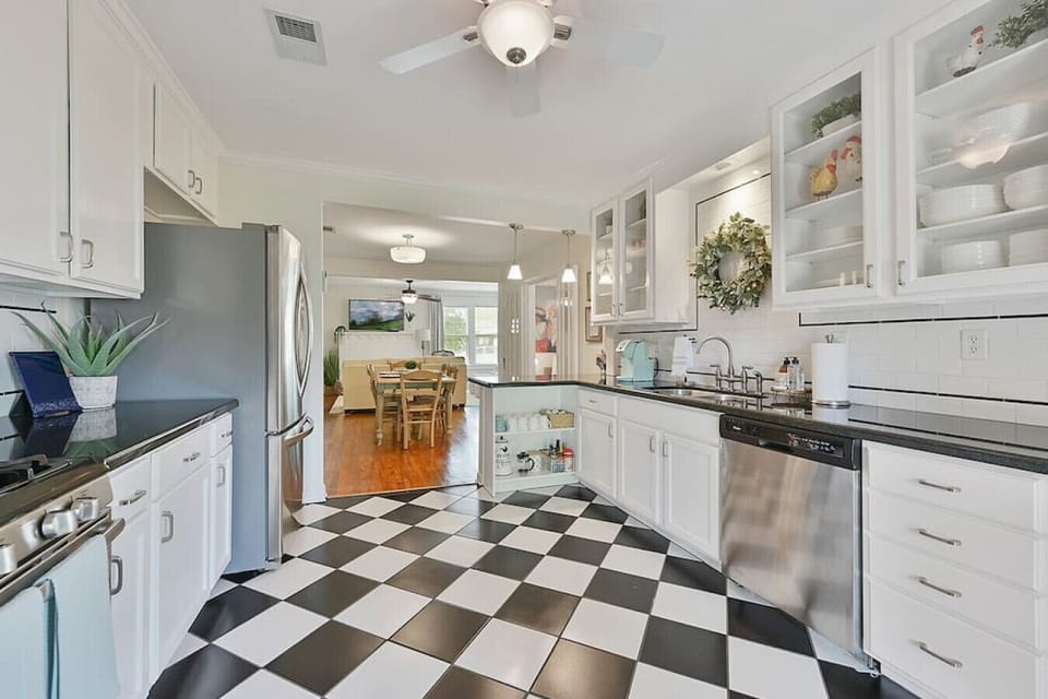 Our kitchen is open and easy to entertain in.