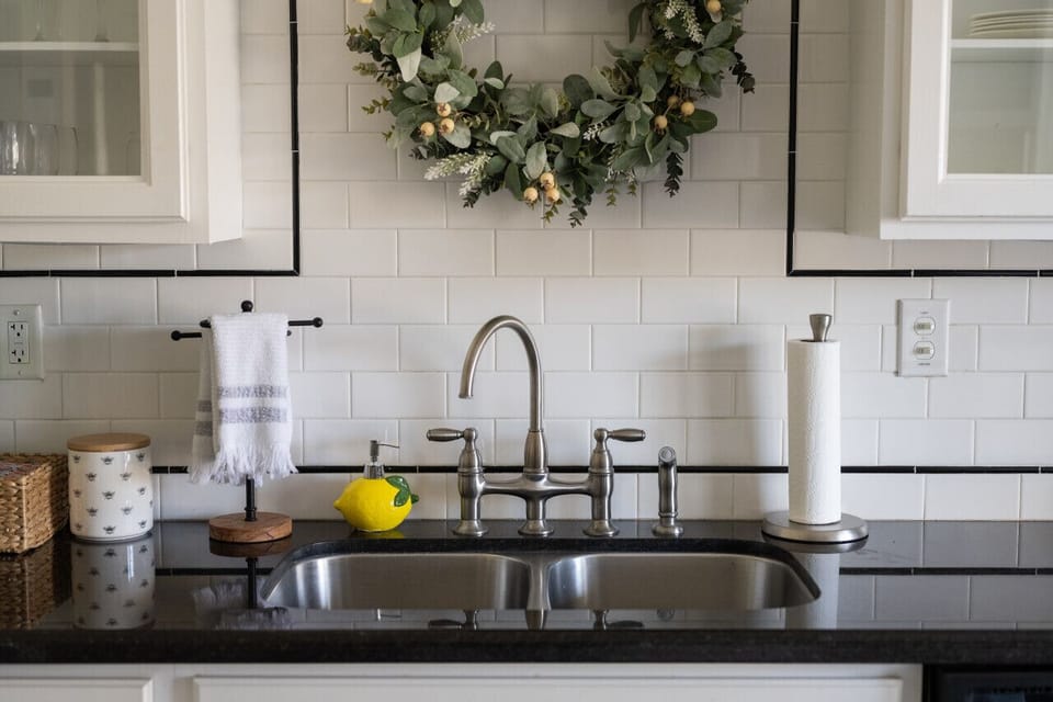 Our 50/50 sink is practical and comes in handy!