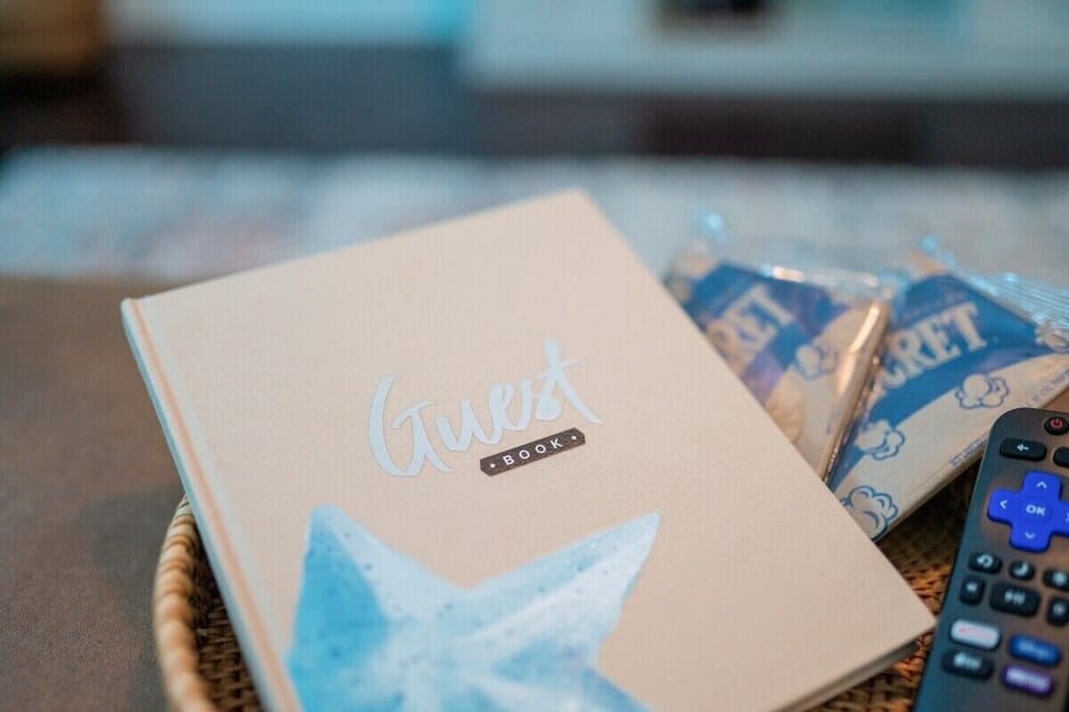 Welcome basket with our guest book